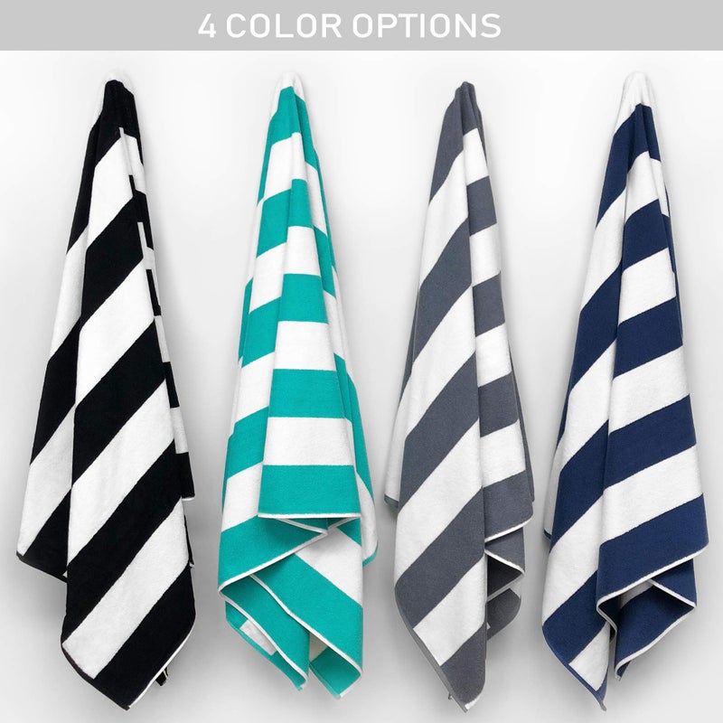 Softerry Luxury Large Beach Towel Extra Soft 40 x 72 inch Prime Yacht Classic Cabana Stripe Hotel Pool & Resort Style Double Terry Yarn Dyed 100% Cotton (Navy, 1 Towel) - Image 4
